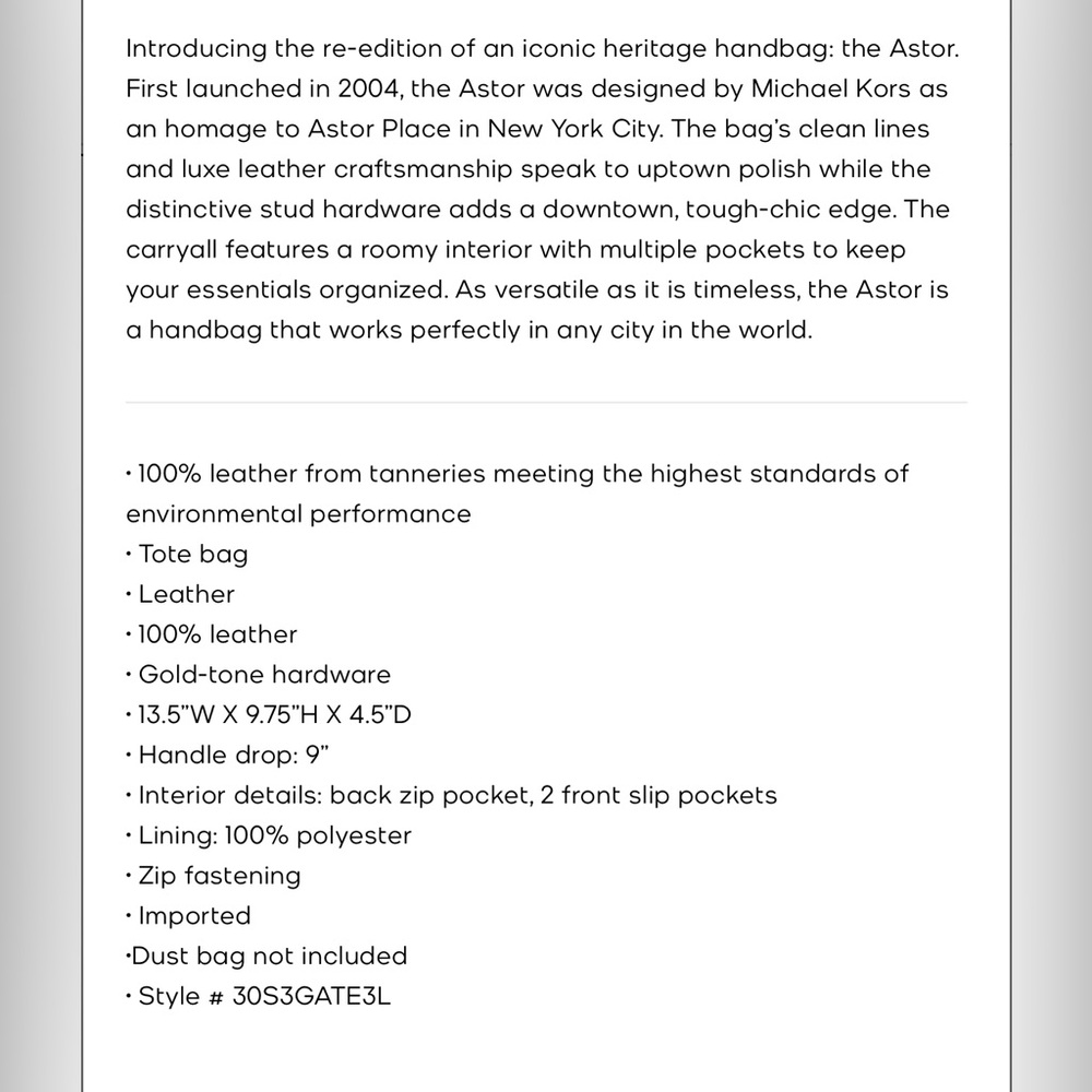 Michael Kors Astor NWT - Picture 12 of 12